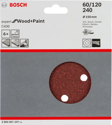 Hoja de lija Bosch C430 150 mm paquete de 6.