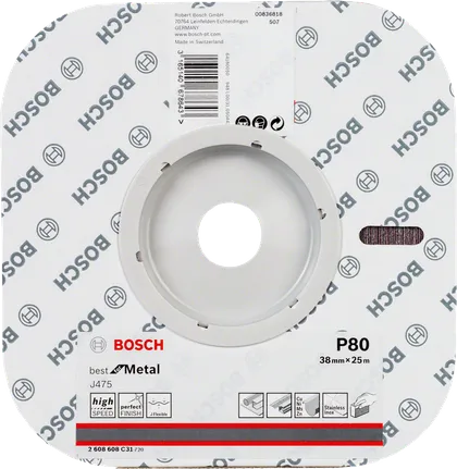 Rollo de lija Bosch J475 P80 de 38 mm × 25 m.