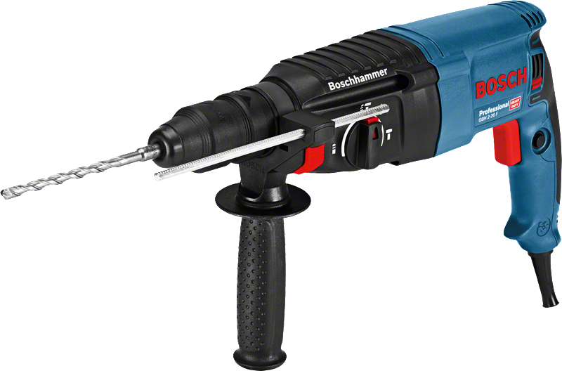 Taladro percutor rotativo Bosch GBH 2-26 F con empuñadura lateral.