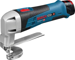 Cizalla metálica inalámbrica Bosch GSC 12V-13 para cortar acero.