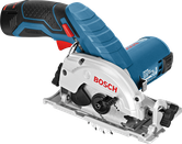Sierra circular inalámbrica Bosch GKS 12V-26 para cortar madera.