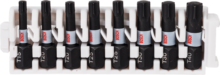 Paquete de puntas de inserción Bosch Impact Control, juego de 8 piezas T15-T40.