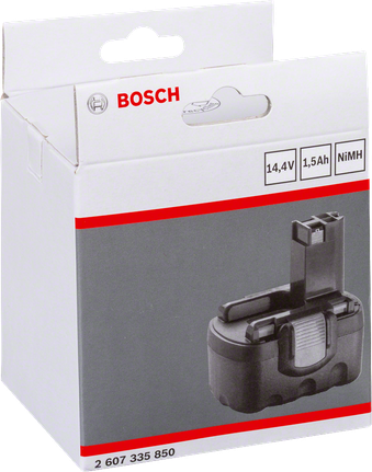 Paquete de baterías Bosch NiMH de 14,4 V y 1,5 Ah.