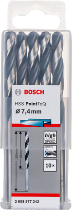 Juego de brocas helicoidales Bosch HSS PointTeQ de 7,4 mm.