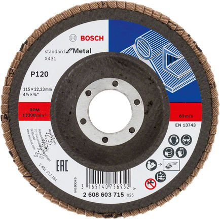 Disco de láminas Bosch X431 para metal, 115 mm de diámetro.