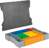 Juego de caja insertable Bosch L-BOXX de 12 piezas para guardar objetos pequeños.