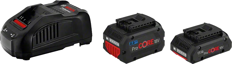 Kit de inicio Bosch ProCORE18V con cargador y dos baterías.