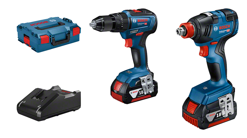 Kit combinado Bosch 18V GDX y GSB con cargador y estuche.