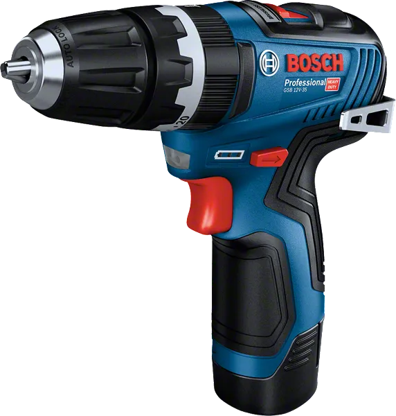 Taladro combinado a batería Bosch GSB 12V-35 con 35 Nm de par.