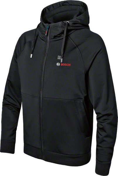 Sudadera con capucha calefactable Bosch GHH 12+18V XA, color negro.