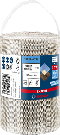 Rollo de lija de malla Bosch EXPERT M480 115 mm × 5 m P320.