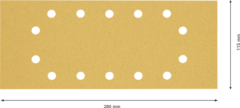 Hoja de papel de lija Bosch C470, 14 agujeros, 115 x 280 mm.