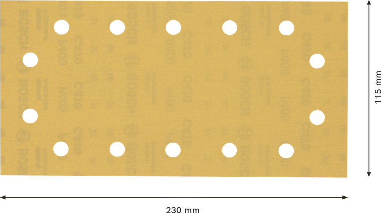 Papel de lija Bosch C470 de 115x230 mm con 14 agujeros.