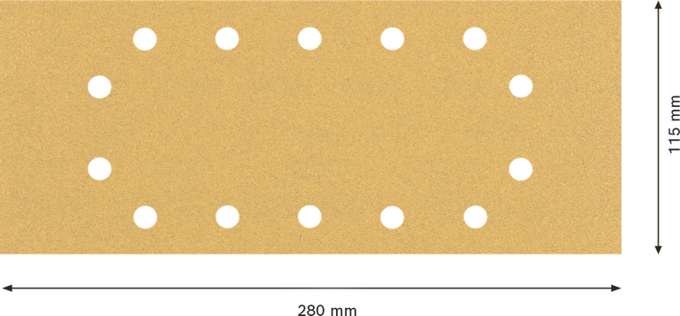 Hoja de papel de lija Bosch EXPERT C470 de 115x280 mm, 14 agujeros.