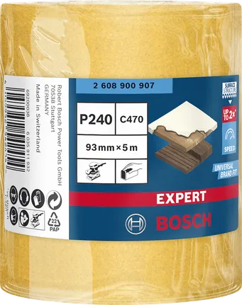 Rollo de papel de lija Bosch EXPERT C470 93 mm × 5 m P240.