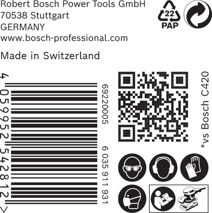 Etiqueta de embalaje de papel lija Bosch EXPERT C470.
