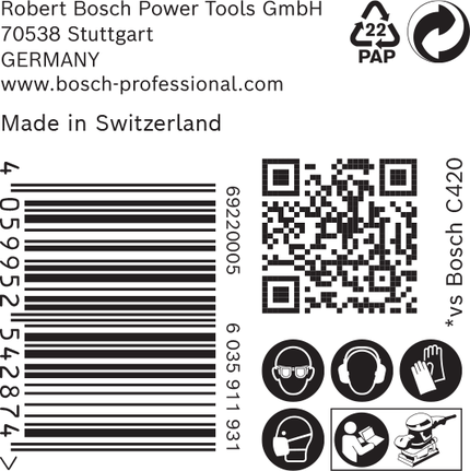 Embalaje de papel de lija Bosch C470 115 x 230 mm.