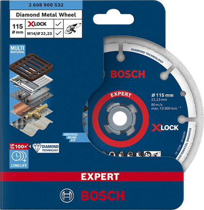 Disco de corte Bosch EXPERT Diamond Metal Wheel X-LOCK de 115 mm.