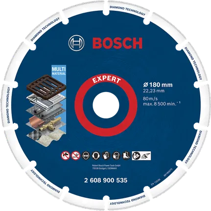 Disco de corte de diamante Bosch Expert para múltiples materiales.