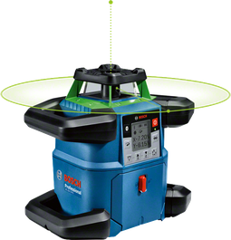 Herramienta niveladora láser giratoria Bosch GRL 650 CHVG con pantalla.
