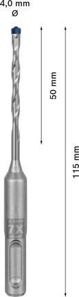 Broca para martillo perforador Bosch EXPERT SDS plus-7X de 4 mm para hormigón.
