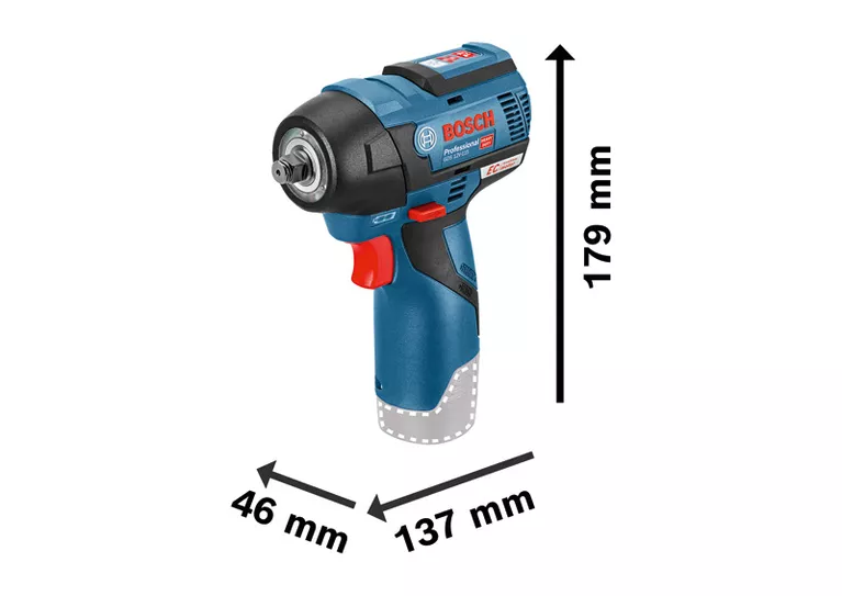 Llave de impacto inalámbrica Bosch GDS 12V-115, par de 115 Nm.