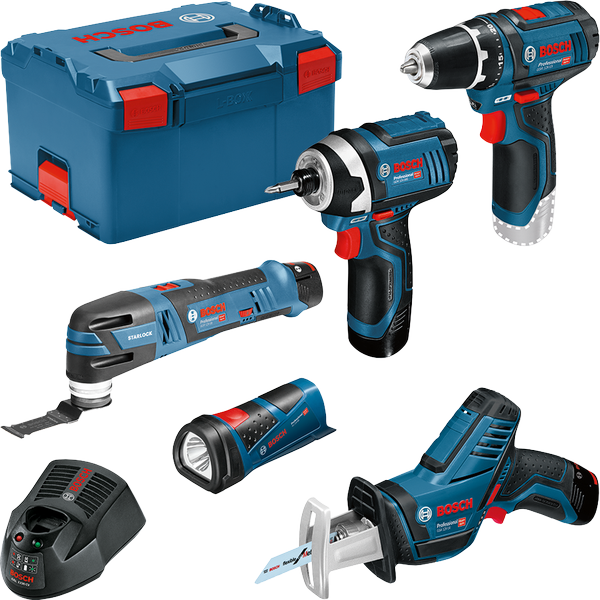 Juego de herramientas profesionales inalámbricas Bosch de 12 V con L-BOXX.