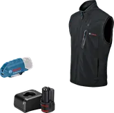 Kit de chaleco calefactable Bosch con batería y cargador.