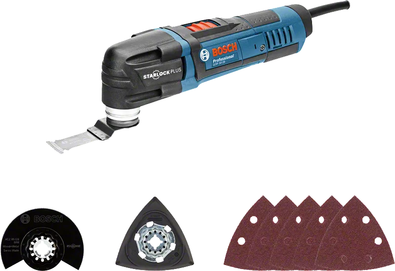 Multiherramienta Bosch GOP 30-28 con accesorios Starlock Plus.