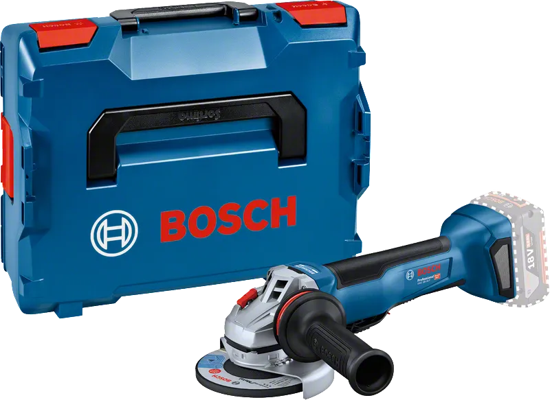 Amoladora angular inalámbrica Bosch GWS 18V-10 P con maletín.