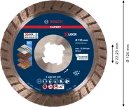 Disco de corte de diamante Bosch EXPERT MultiMaterial X-LOCK de 125 mm.