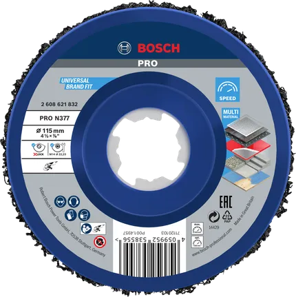 Disco de limpieza Bosch PRO N377 de 115 mm con X-Lock.