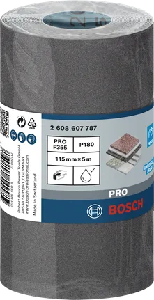 Rodillo de lijado Bosch PRO F355 de 115 mm x 5 m, grano 180.