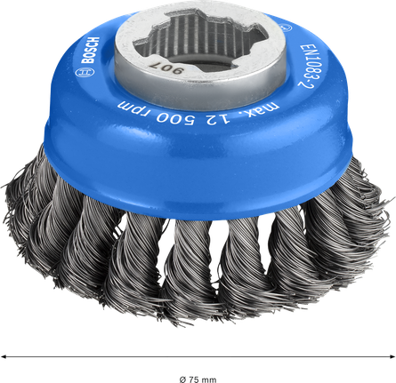 Cepillo de copa Bosch PRO Metal X-Lock de alta resistencia de 75 mm.