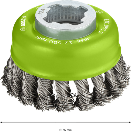 Cepillo de taza Bosch PRO de acero inoxidable X-Lock de 75 mm.