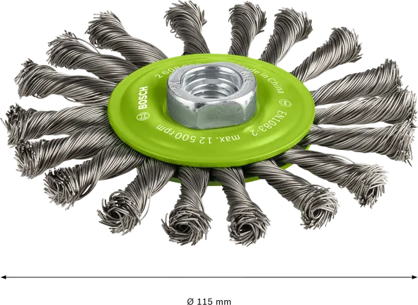 Rueda de alambre pesado de acero inoxidable Bosch PRO, 115 mm.