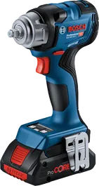 Atornillador de impacto inalámbrico Bosch GDS 18V-320 C con clip metálico para cinturón.