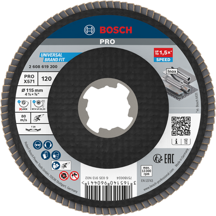 Disco de láminas Bosch PRO X571 de 115 mm G120 X-Lock.