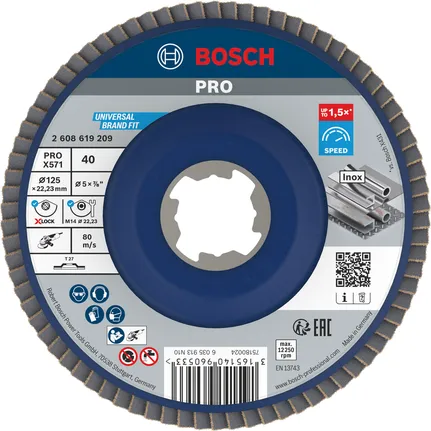 Disco de láminas Bosch PRO X571 125 mm G40 X-Lock para Inox.