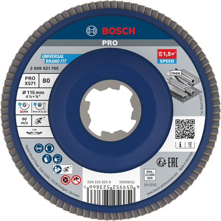 Disco de láminas Bosch PRO X571 angulado de 115 mm G80 X-Lock.