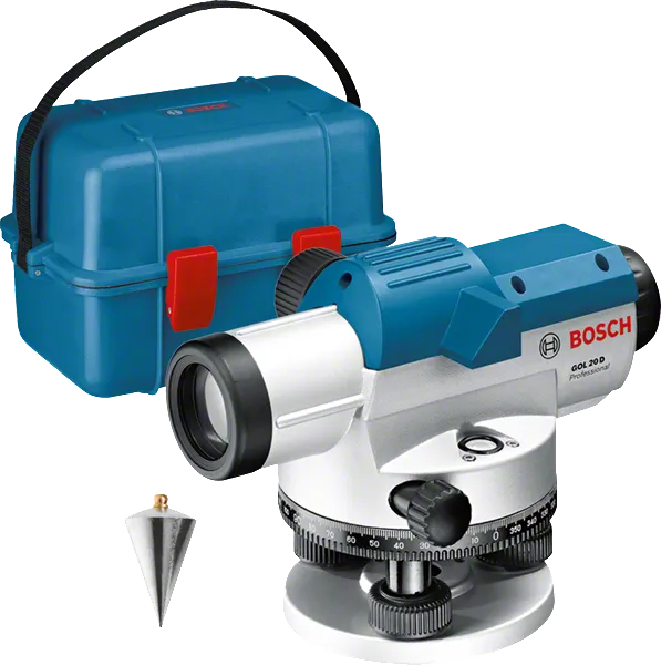 Nivel óptico Bosch GOL 20 D con estuche y plomada.