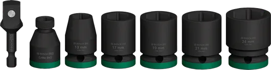 Juego de vasos de impacto Bosch PRO con adaptador de 1/2 pulgada, 7 piezas.