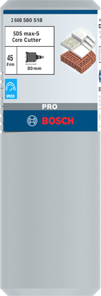 Broca de núcleo Bosch PRO SDS max-5 de 45 mm para mampostería.