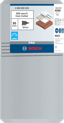 Broca de núcleo Bosch PRO SDS max-5 de 90 mm para mampostería y hormigón.