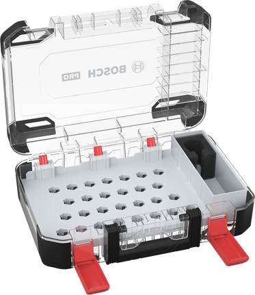Estuche para sierra de corona Bosch PRO, caja de almacenamiento organizada.