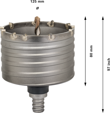 Cortador de núcleos Bosch PRO SDS max-5 de 125 mm con 11 dientes.