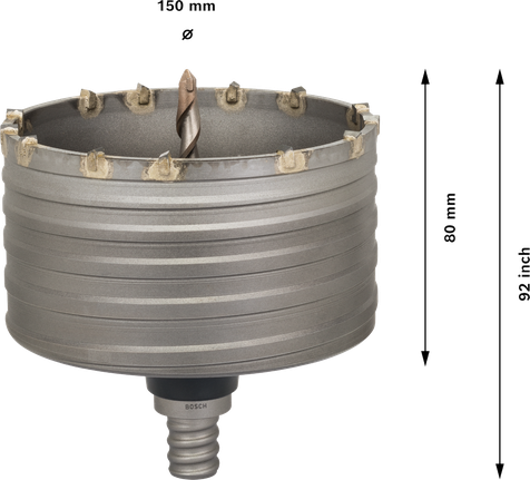 Broca de núcleo Bosch PRO SDS max-5 de 150 mm con 13 dientes.