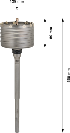 Cortador de núcleo Bosch PRO SDS max-5 de 125 mm para perforaciones profundas.