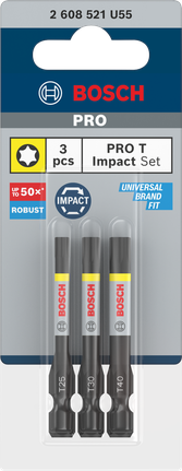Puntas de impacto Bosch PRO T T25 T30 T40 55 mm (3 unidades).
