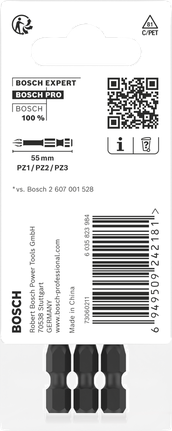 Puntas de impacto Bosch PRO PZ 55 mm 3 piezas.